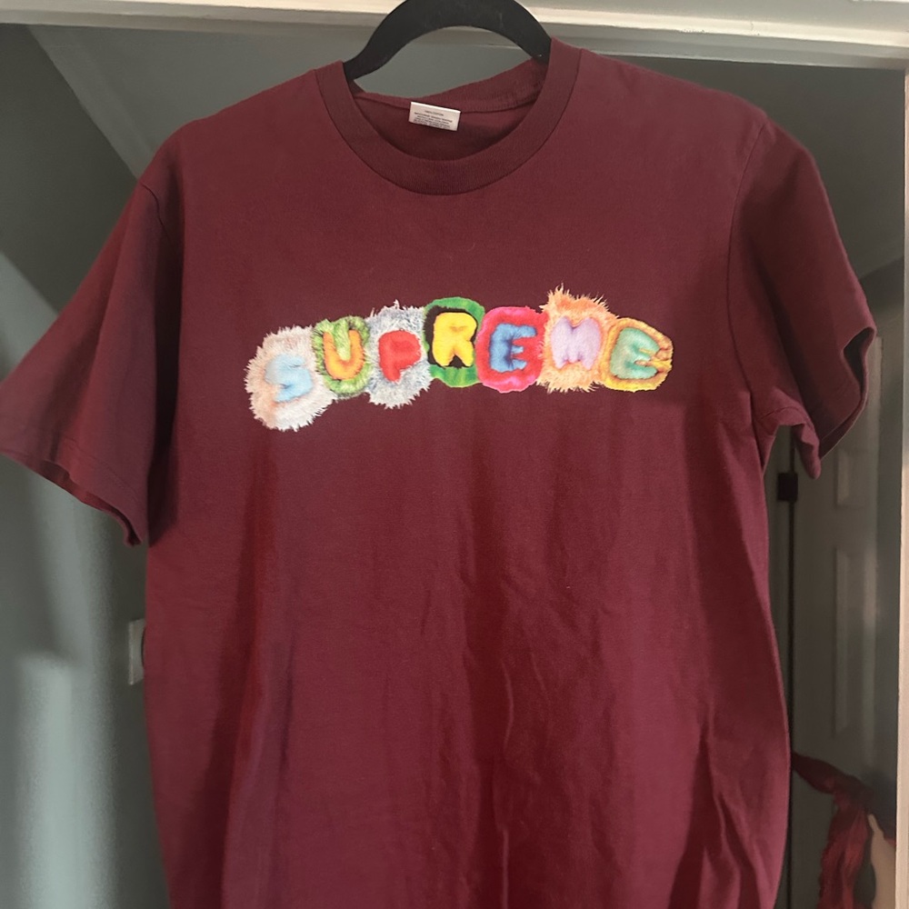 Supreme Burgundy Tee with Colorful Logo